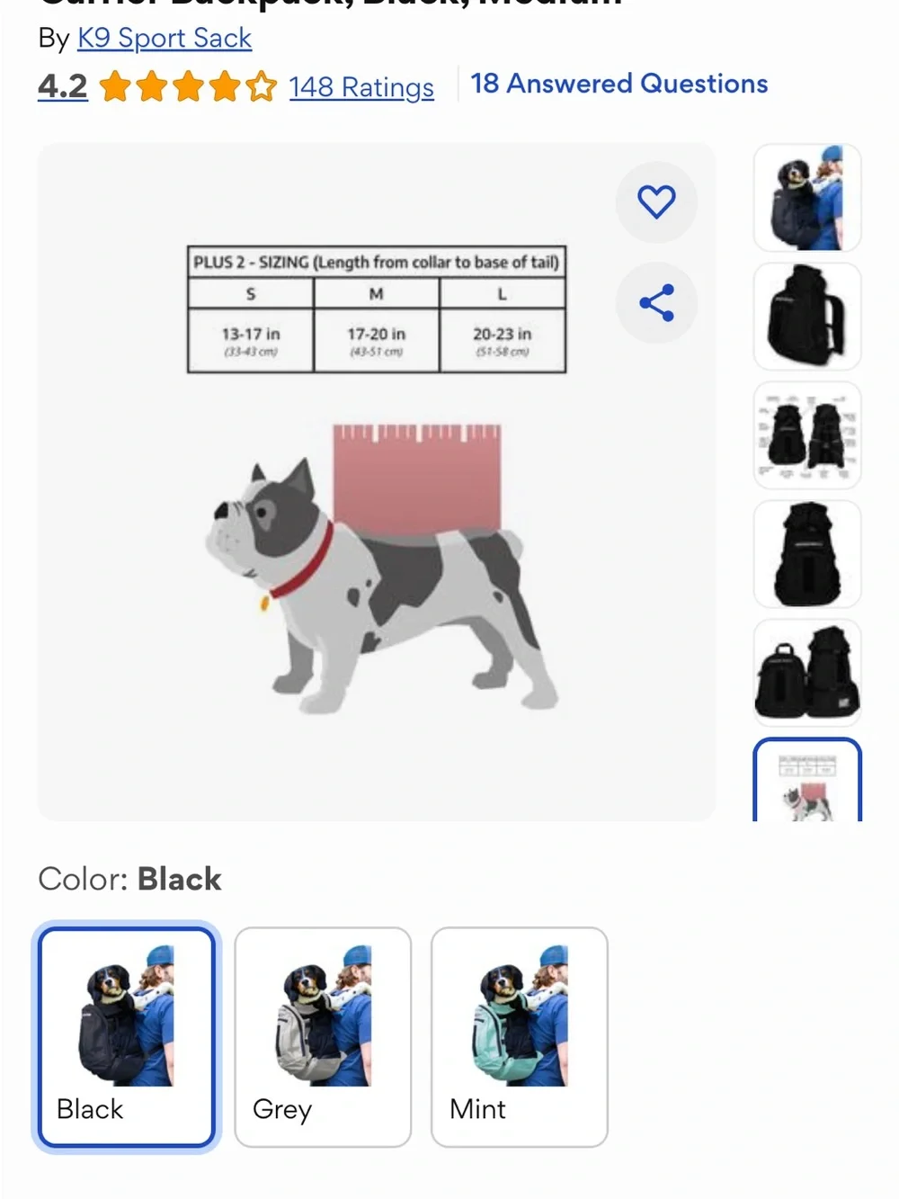 K9 Sport Sack Black Dog Carrier Backpack